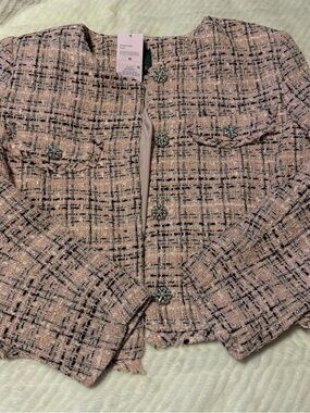wild fable Pink Tweed Pearl-Accent Blazer